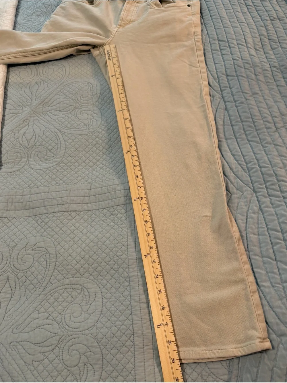 Faherty Men’s Ecru 5-Pocket Slim Straight Stretch Pants Size 31 Cream Jeans